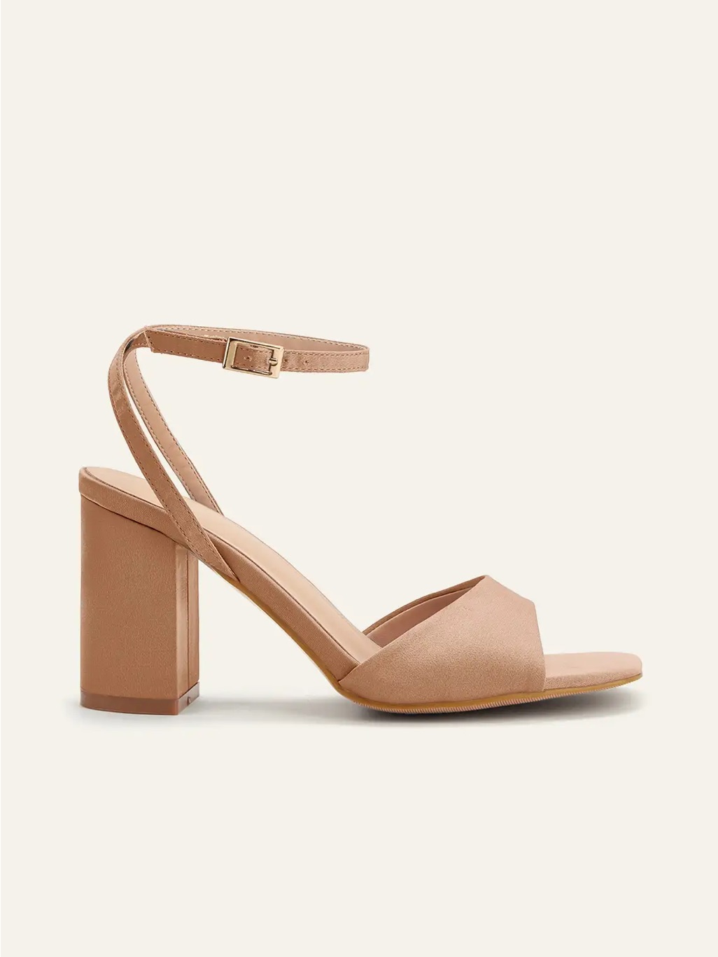Azazie English Rose Matching Color Stretch Satin Square Toe Block Heel